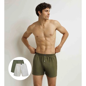 DIM COTTON STRETCH LOOSE BOXER 2x - Мъжки свободни боксерки 2 бр. - сиво - зелено DIM | Zelen | МЪЖЕ | M