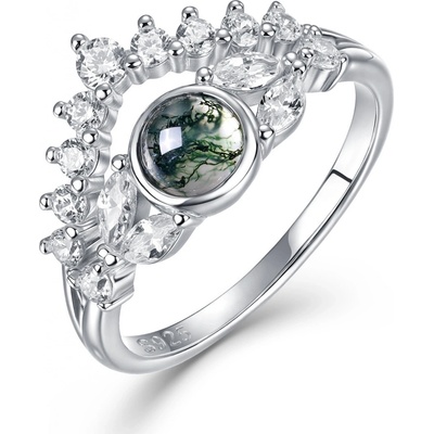 Olivie Stříbrný prsten MECHOVÝ ACHÁT 9532