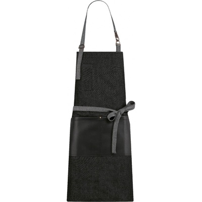 Toma Barmanská zástěra vysoká černá jeans eko kůže T-1710