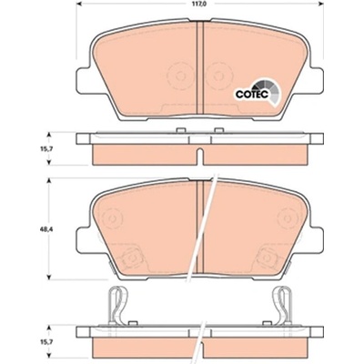Sada brzdových platničiek kotúčovej brzdy TRW GDB3499 GDB3499