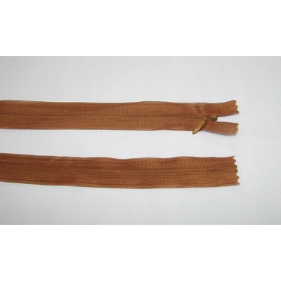Zips krytý 3mm medová hnedá nedeliteľný 55cm dederon