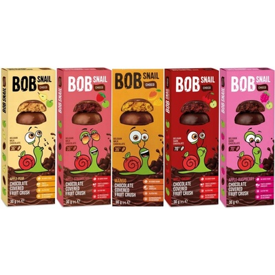 Eco Snack Bob Snail Choco bez přidaného cukru jablko, malina 30 g