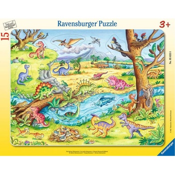 Ravensburger Детски пъзел Ravensburger от 15 части - Малки динозавърчета (5633)