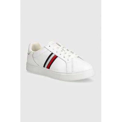 Кожени маратонки Tommy Hilfiger ESSENTIAL COURT SNEAKER STRIPES в бяло FW0FW08001 (FW0FW08001)