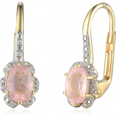 Gems, Netradiční náušnice Dina – žluté zlato, brilianty a růženín, 585-38-3-4511.2ZB0.0.00.HSI.608.08