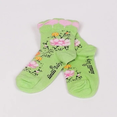 Светлозелени детски чорапи с цветя