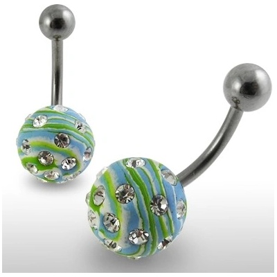 Marre piercing do pupíku fimo s krystalky PBFDBLY605