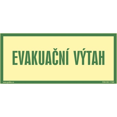 Grafiko | Evakuační výtah - fotoluminiscenční - Materiál Samolepící PVC folie, Rozměr 400x200mm