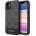 GUESS 4G Stripe Leather Hard Case - дизайнерски кожен кейс за iPhone 11 (тъмносив)