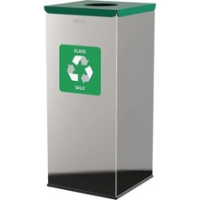 Alda Koš na tříděný odpad Eko Square 60 l, zelené víko - sklo, nerez ocel, lesklá 127F