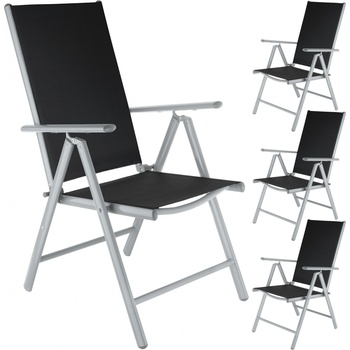 tectake 401632 4 Zahradní židle hliníkové černá/stříbrná hliník