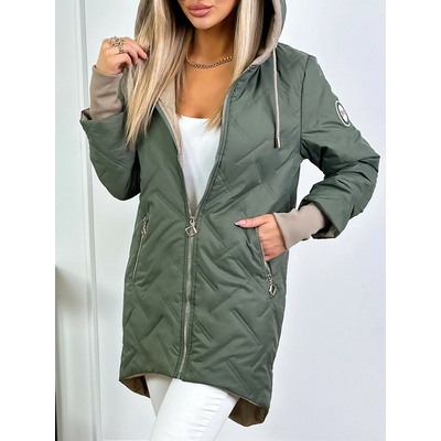Fashionweek IT-Luaret Prešívaná asymetrická bunda dlhšieho strihu Khaki