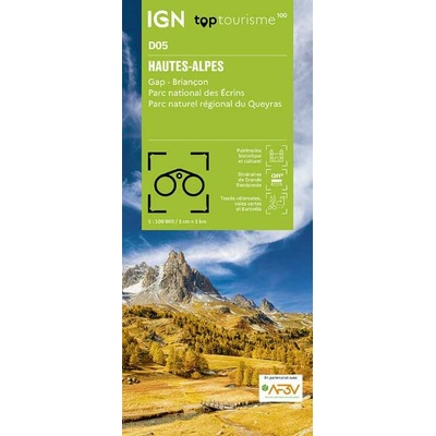 mapa Hautes-Alpes - Gap Briançon PN Ecrins PNR Queyras 1:100 t. voděodolná