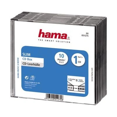 Hama CD Slim Jewel Case, pack 10 1 дискове Прозрачен (51275) (51275)