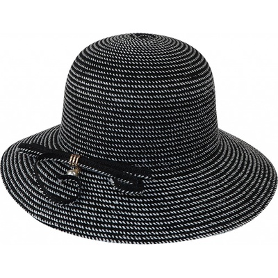 Biju Dámsky slamený klobúk s mašličkou 9001607-1 čierny