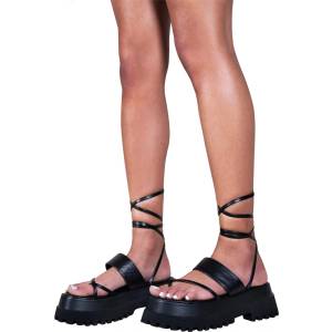 No Doubt Сандали No Doubt Women's Strappy Tie-Up Flatform Sandal - Black