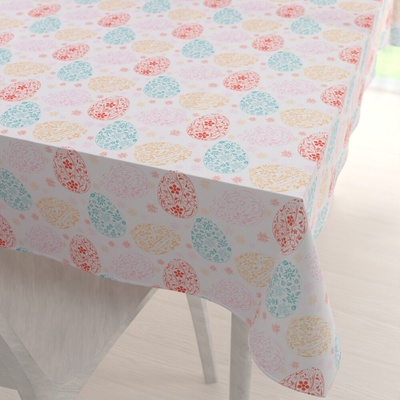 Biante Veľkonočný teflónový obdĺžnikový obrus TF-106 Farebné kraslice na bielom 80x120 cm