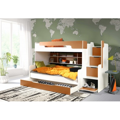 ArtBed Harry poschodová Biela / oranžová
