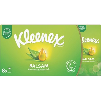 Kleenex Balsam papírové kapesníčky fresh Hanks mentol 4-vrstvé 8 x 9 ks