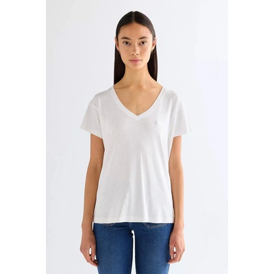 Wrangler Dámske tričko Wrangler® Regular Easy V Neck Tee 112378066 Biela