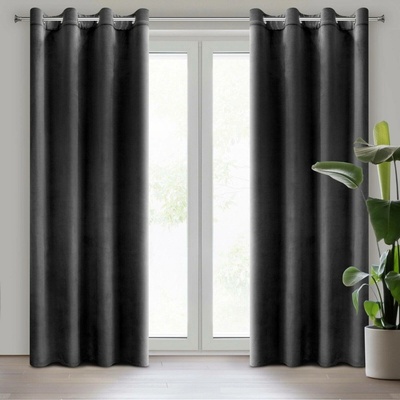 Design 91 ZATEMŇOVACÍ ZÁVĚS NA KROUŽCÍCH ROSA 140X250 CM ČERNÁ
