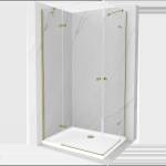 Mexen Roma Duo сгъваем душ кабина 100 x 90 см, прозрачна, златна + корито Flat (854-100-090-50-02-4010G)