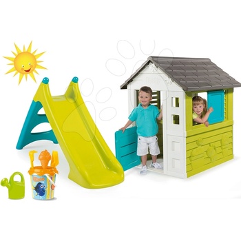 Smoby set domček Pretty Blue a šmykľavka Toboggan XS