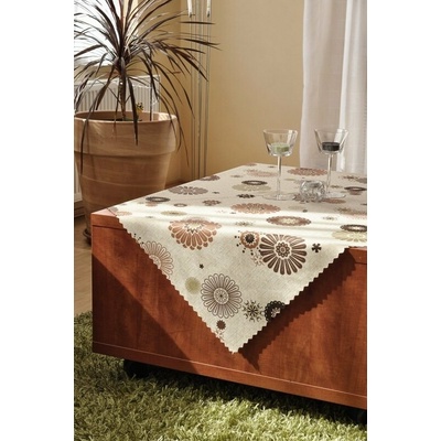 Polášek Ubrus teflon tisk 5617-2 100% polyester Béžová květiny Hnědá 120x160cm
