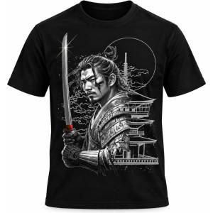Kai BGL T001 Ladies S Тениска черна ДАМСКА с щампа самурай размер S