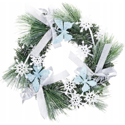 MagicHome Veniec Vianoce prírodný s mašľami a motýlmi 35 cm