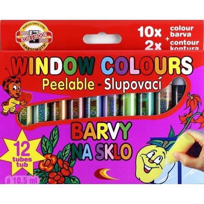 Koh-i-noor barvy na sklo 12x10ml 10 barev + 2 kontury – Zboží Dáma