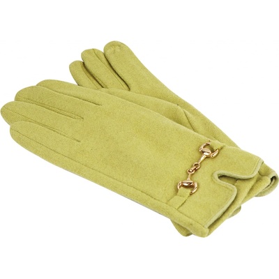 Biju dámské pletené rukavice se zlatou přezkou žluté 9001510-1