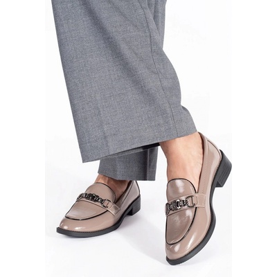 Goodin Komfortní mokasíny dámské béžové na širokém podpatku