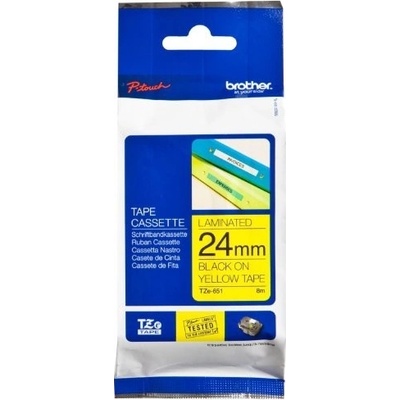 Páska Brother 24mm TZES651 , čierna na žltú EXTRA