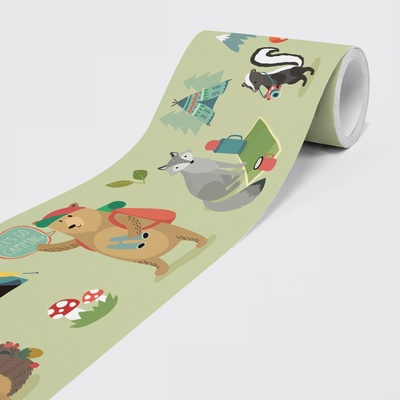 DIMEX ART Влиесова самолепяща бордура животни на къмпинг 15 см x 5 м