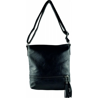ZOE dámska crossbody koženková kabelka Čierna