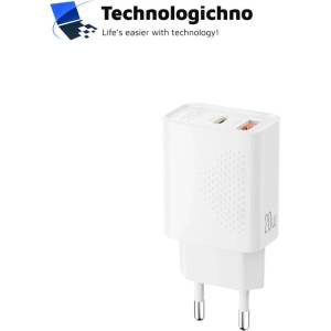 XO Зарядно XO 220V 20W USB-A+USB-C White (L161)