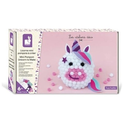 Janod - Творчески комплект за игра с помпони - Еднорог (J07967)