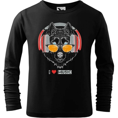 DOBRÝ TRIKO Dětské bavlněné triko I love music Černá