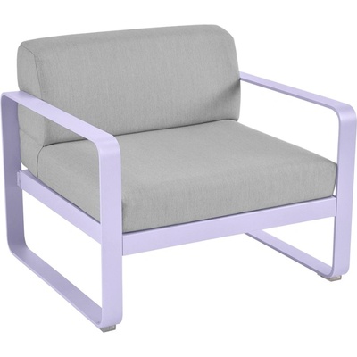 Fermob Bellevie s fialovou podnoží Šedé čalouněné zahradní křeslo