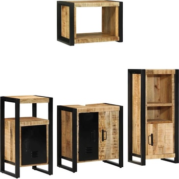 vidaXL Комплект мебели за баня с чекмедже 4 pcs Солидно мангово дърво (3305658)