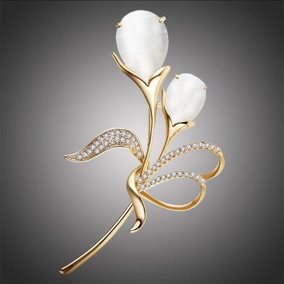 Éternelle brož se zirkony a opály Casandra B2132/AL Zlatá