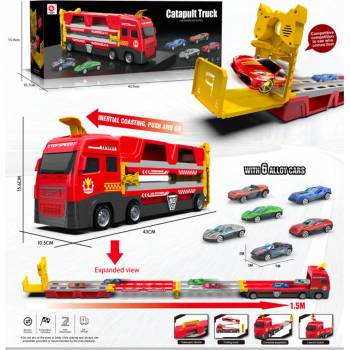 Image 1 of Armtoys ДЕТСКИ КАМИОН ТИР С КАТАПУЛТ, РАМПА 150 СМ И 6 КОЛИ В КУТИЯ