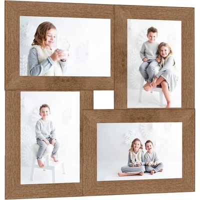 vidaXL Фоторамка за колаж за 4 снимки (13х18 см), светлокафява, МДФ (332769)