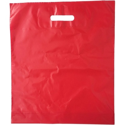 LDPE taška s prehmatom, dĺžka 45 cm, šírka 38 cm, záložka 5 cm, červená