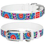 COLLAR Кожен нашийник WAUDOG Flowers - бял 2 см x 30 - 39 см