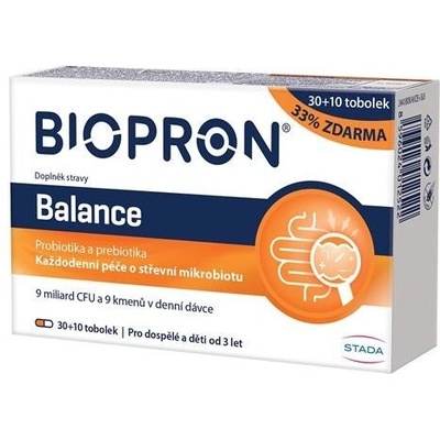 Biopron Balance probiotika a prebiotika pro každodenní péči o střevní mikrobiotu 30+10 tobolek