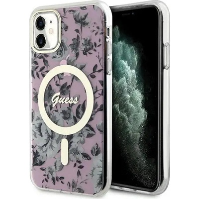 Кейс Guess GUHMN61HCFWSP за iPhone 11 / Xr 6.1", розов / розов, твърд, Flower MagSafe (GUE002930-0)