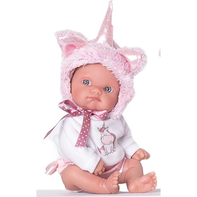 Antonio Juan 85105-3 Jednorožec růžový realistická miminko s celovinylovým tělem 21 cm