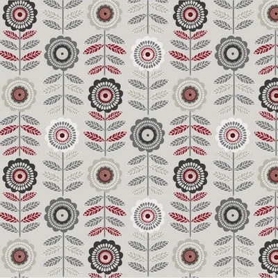 Ubrus PVC 121B, metráž, 20 m x 140 cm, retro květinový vzor modro-červený, IMPOL TRADE